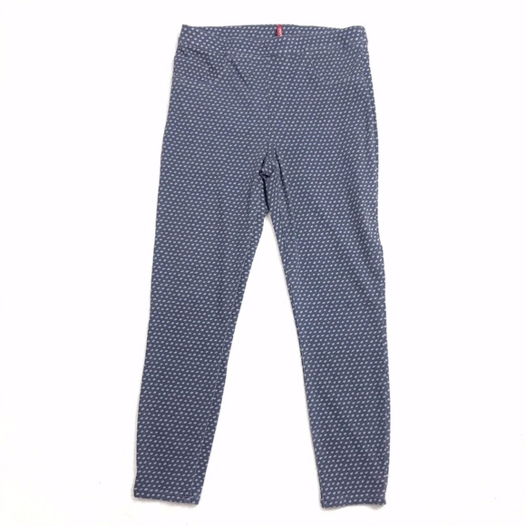 SPANX Blue Polka dot Jeanish Leggings Size Large - Picture 1 of 4